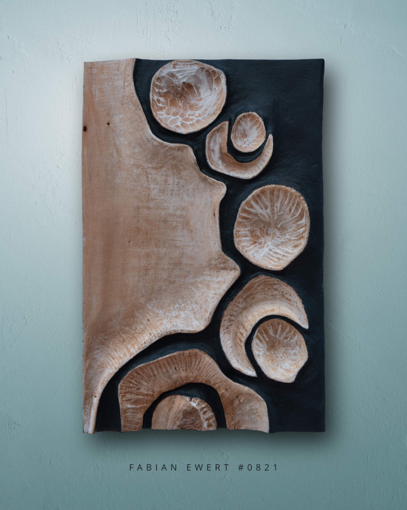 Wall Sculpture #0821 by Fabian Ewert, Limewood ad Acrylic Paint