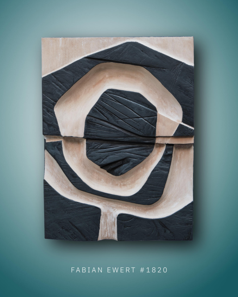 Wall Sculpture #1820 by Fabian Ewert, Limewood ad Acrylic Paint
